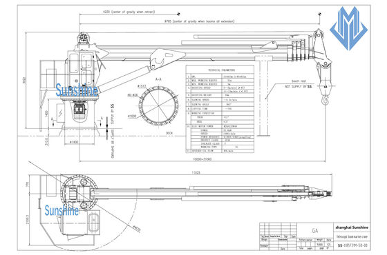 buque telescópico hidráulico eléctrico del nPurpose de Marine Crane For Multi del auge del 1t30m