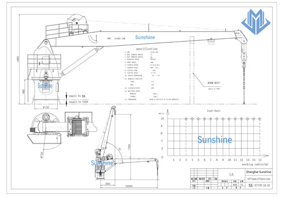 Los ABS certifican el auge tieso Marine Crane For General Cargo Handling de los 5t15m