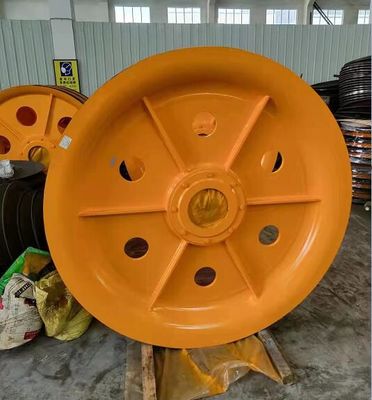 Bloque de polea parte grande que trabaja a máquina para el cargador del descargador de la nave